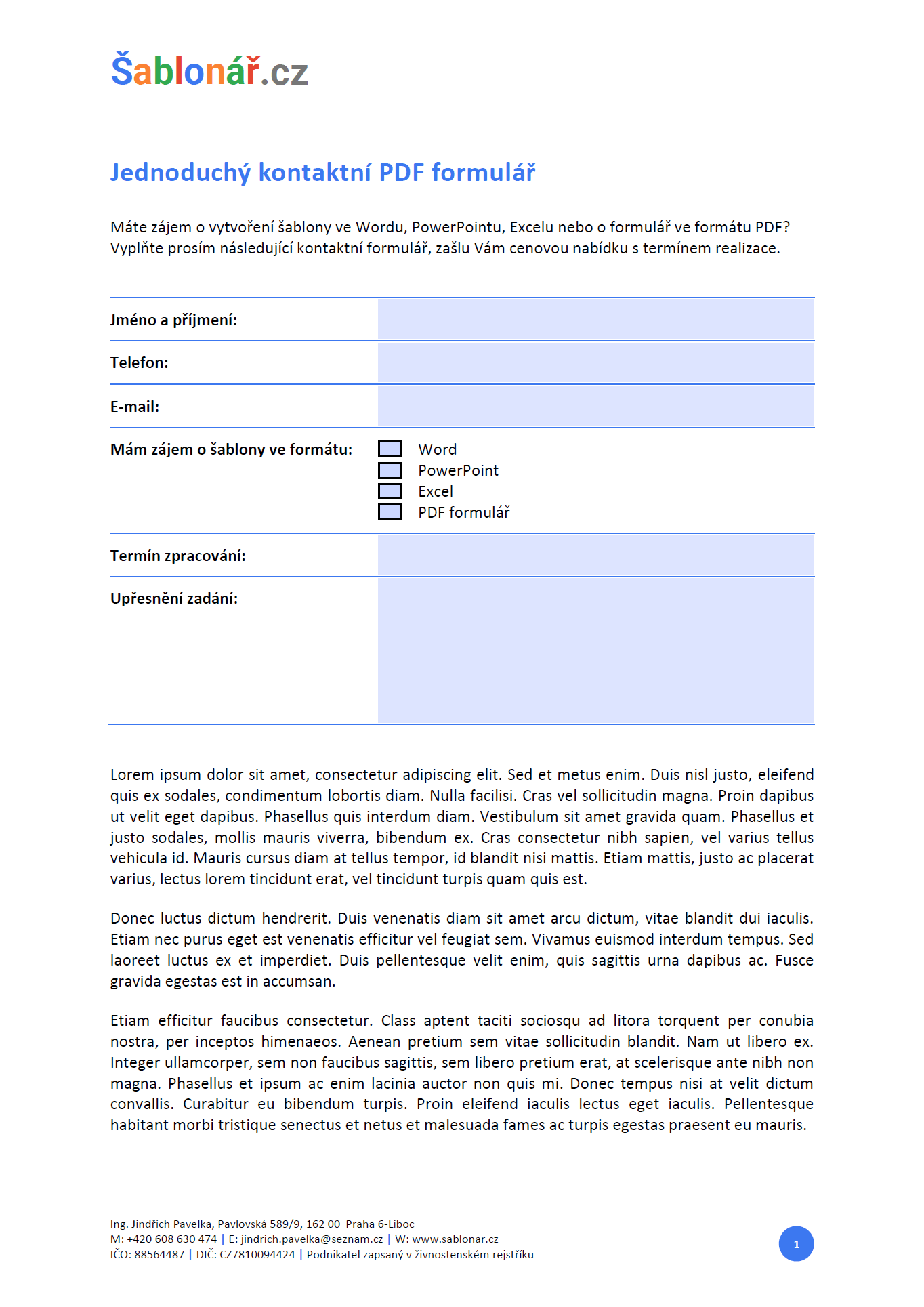 Formulář v PDF